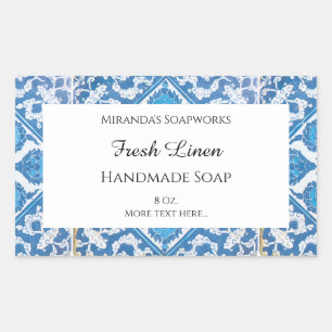 Blue White Delft Cornflower Editable Soap Stickers