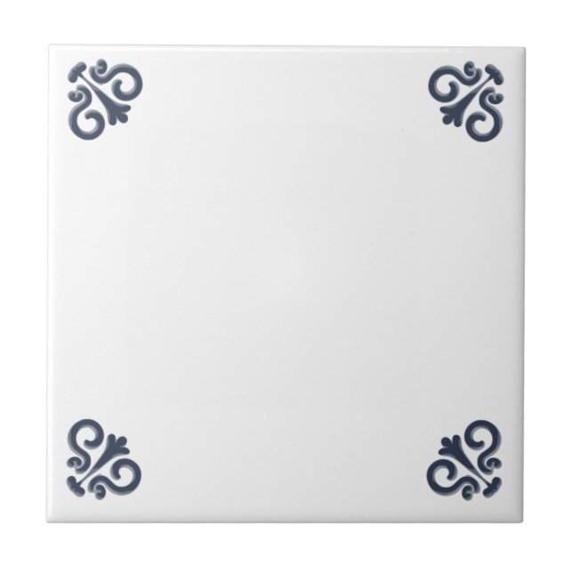 Blue White Delft Einfache Blume Corner Fliese (Vorderseite)