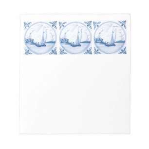 Blue White Delft Sailboat Notizblock
