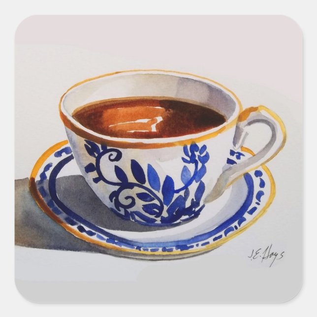 Blue & White Delft Teacup Aufkleber (Vorderseite)