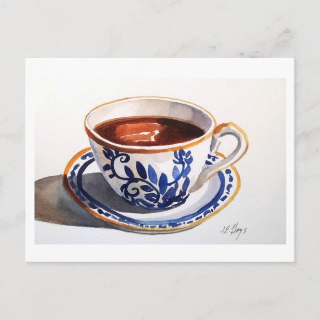 Blue & White Delft Teacup Postkarte (Vorderseite)