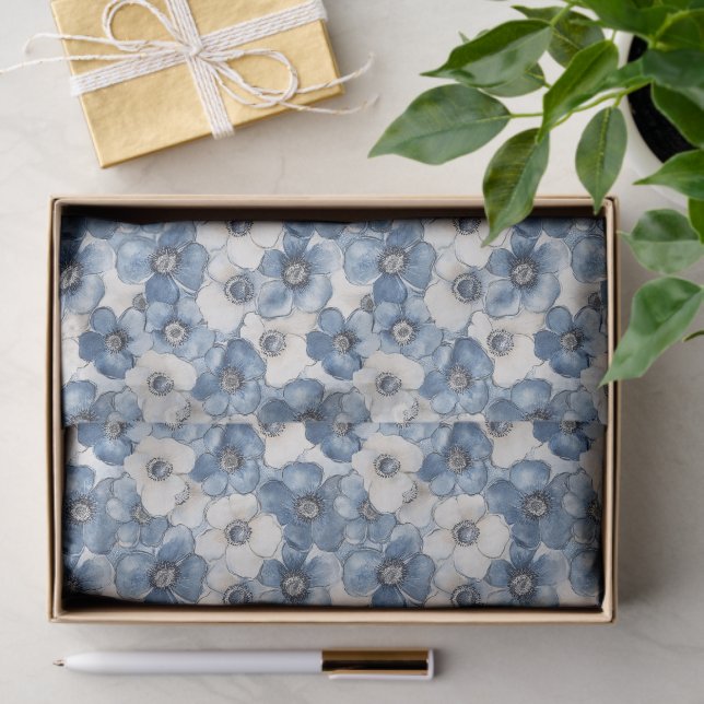 Blue White Denim Blume Brautparty Seidenpapier (Geschenk)