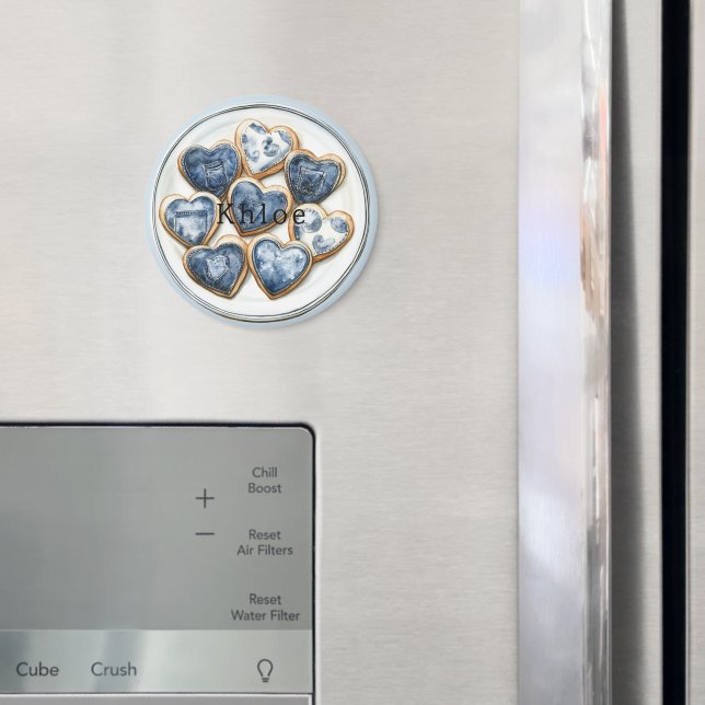 Blue White Denim Hearts Magnet (In Situ (Kühlschrank))