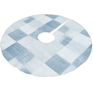 Blue White Denim Jean Christmas Polyester Weihnachtsbaumdecke