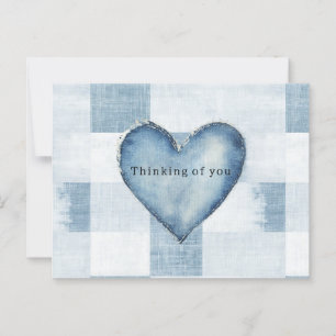 Blue White Denim Jean Heart Personalisierter Name Postkarte