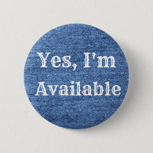 Blue White Denim Theme Wedding Button