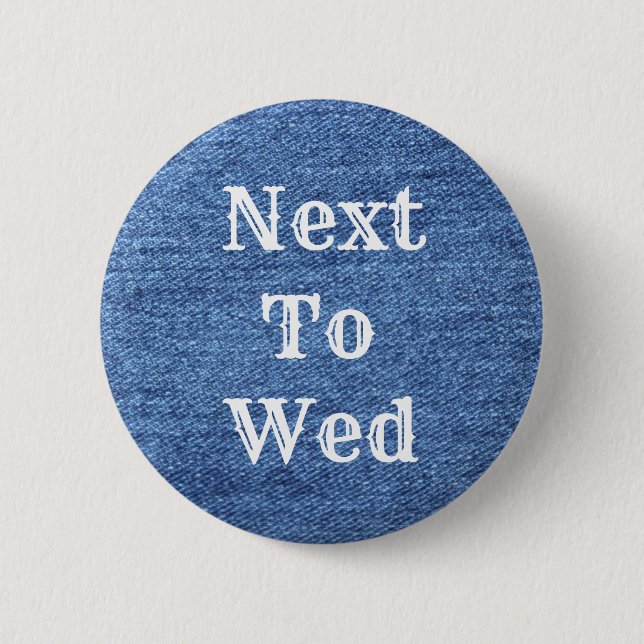 Blue White Denim Theme Wedding Button (Vorderseite)
