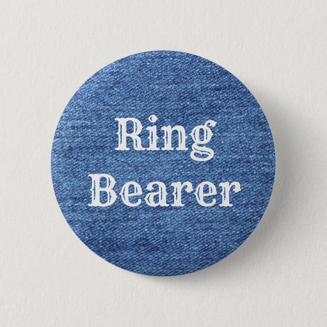 Blue White Denim Theme Wedding Button (Vorderseite)