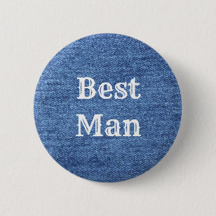 Blue White Denim Theme Wedding Button