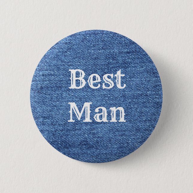 Blue White Denim Theme Wedding Button (Vorderseite)
