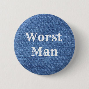Blue White Denim Theme Wedding Button