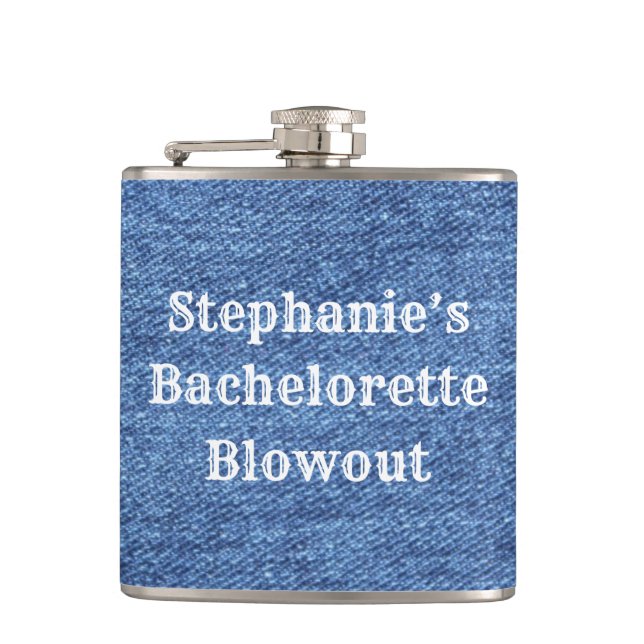 Blue White Denim Theme Wedding Flachmann (Vorderseite)