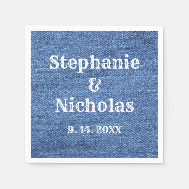 Blue White Denim Theme Wedding Serviette (Vorderseite)
