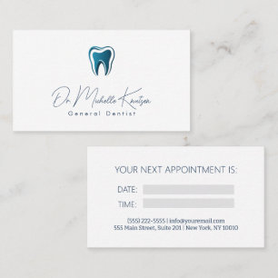 Blue White Dentist Beruflicher Zahnarztberuf Visitenkarte