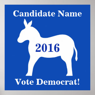 Blue White Donkey Wahl Demokrat Kandidat Poster