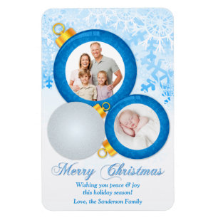 Blue White Double Foto Weihnachtsschmuck Magnet