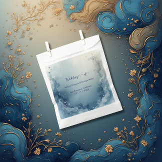 blue white Dreamy coastal marble ink wedding Geschenktütchen