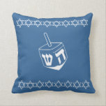 BLUE & WHITE, DREIDEL & STARS Kissen<br><div class="desc">blau-weiß Dreidel Kissen STAR VON DAVID TRIM STAR OF DAVID ON BACK von Designer Sandy Closs ~ SandyCloss~</div>