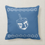 BLUE & WHITE, DREIDEL & STARS Kissen<br><div class="desc">blau-weiß Dreidel Kissen STAR VON DAVID TRIM STAR OF DAVID ON BACK von Designer Sandy Closs ~ SandyCloss~</div>