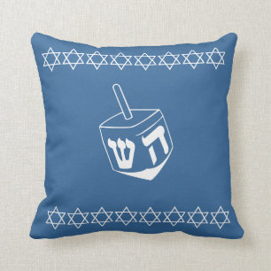 BLUE & WHITE, DREIDEL & STARS Kissen