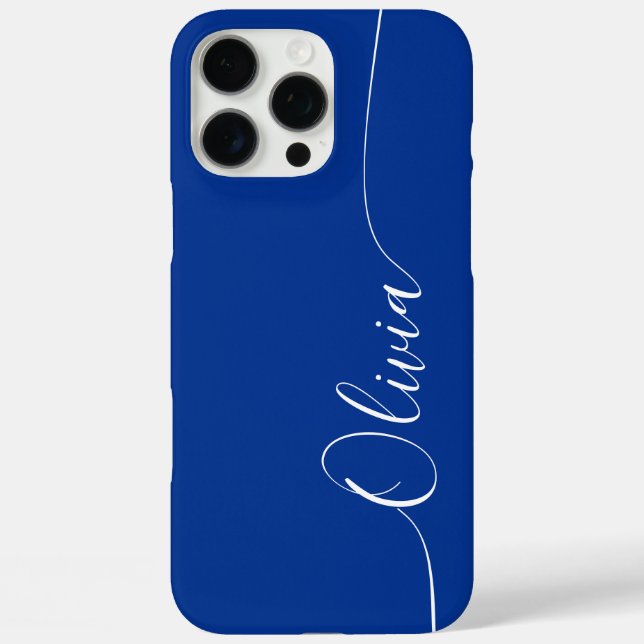 Blue White Elegant Calligraphy Script Name Case-Mate iPhone Hülle (Rückseite)