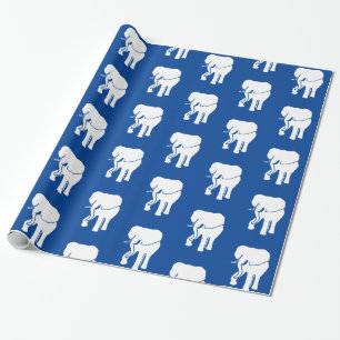 Blue White Elephant Geschenk Austausch Weihnachtss Geschenkpapier