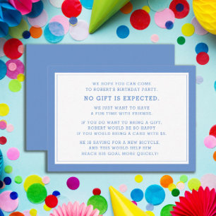 Blue White Fiber 5 Dollar Geburtstagsparty Begleitkarte