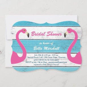 Blue & White Flamingo Bridal Dusche Einladung