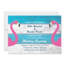 Blue & White Flamingo Einladung zur Hochzeit