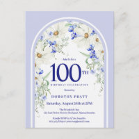 Blue White Floral Boho Arch 100. Geburtstagsparty