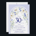 Blue White Floral Boho Arch 30. Geburtstag Party Einladung<br><div class="desc">Ein so hübsches Blumenmuster schmückt einen Boho-Bogen. Elegante,  weiße Gänsebläschen und bläuliche Wildblumen schaffen den perfekten Frühling und die Sommerpalette. Pop mit blauem Text vor weißem Hintergrund scharfmachen. Feminines und elegantes Design. Dieser Artikel ist Teil der Sammlung Boho Arch Blue und White Floral.</div>