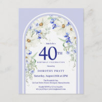 Blue White Floral Boho Arch 40. Geburtstag Party