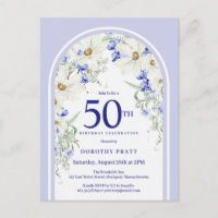 Blue White Floral Boho Arch 50. Geburtstagsparty