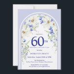 Blue White Floral Boho Arch 60. Geburtstagsparty Einladung<br><div class="desc">Ein so hübsches Blumenmuster schmückt einen Boho-Bogen. Elegante,  weiße Gänsebläschen und bläuliche Wildblumen schaffen den perfekten Frühling und die Sommerpalette. Pop mit blauem Text vor weißem Hintergrund scharfmachen. Feminines und elegantes Design. Dieser Artikel ist Teil der Sammlung Boho Arch Blue und White Floral.</div>
