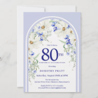Blue White Floral Boho Arch 80. Geburtstagsparty
