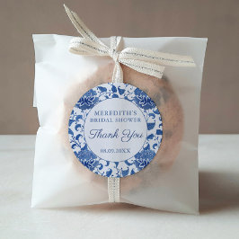 Blue & White Floral Brautparty Vielen Dank für Ihr Runder Aufkleber