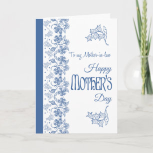 Blue White Floral Day Card Schwiegermutter Karte