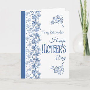 Blue White Floral Day Card Schwiegermutter Karte