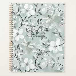 Blue White Floral Dragonflies Planer