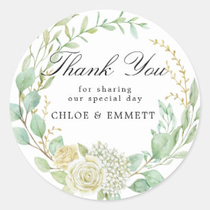 Blue White Floral Gastgeschenk Hochzeit Danke Runder Aufkleber