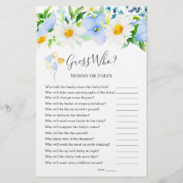 Blue White Floral Guess Who Baby Showspiele