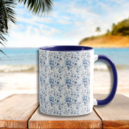 Blue White Floral Toile Chinoiserie WKND Tasse
