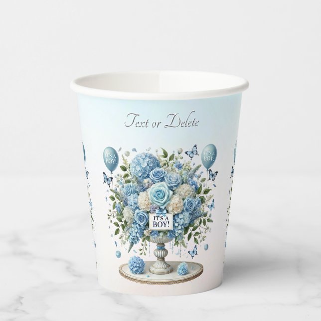 Blue White Floral Vase Paper Cups Pappbecher (Links)
