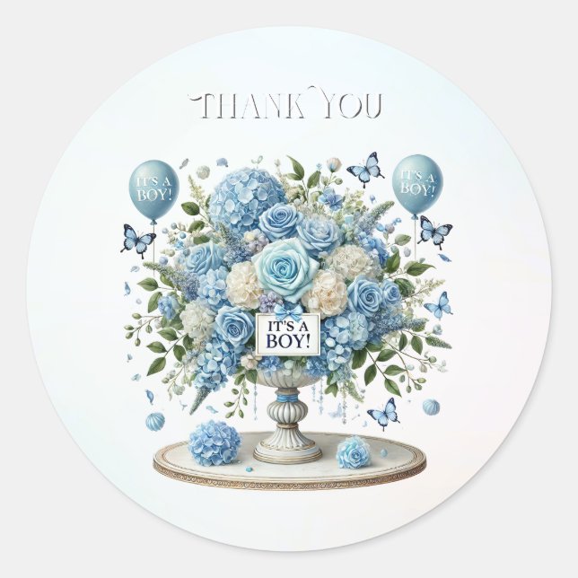 Blue White Floral Vase Sticker (Vorderseite)