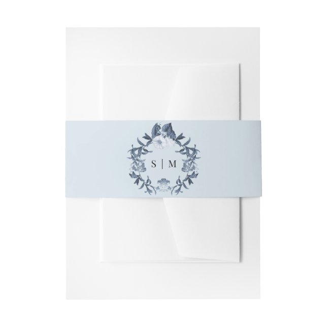 Blue White Floral Wildblume Wreath Wedding Einladungsbanderole (Vorderseite Beispiel)