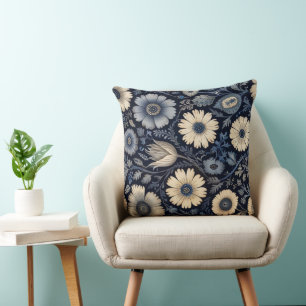Blue & White Florals   Wasserfarbene Elegante Kissen