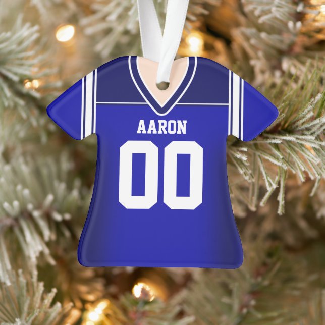 Blue/White Football Jersey Ornament (Baum)