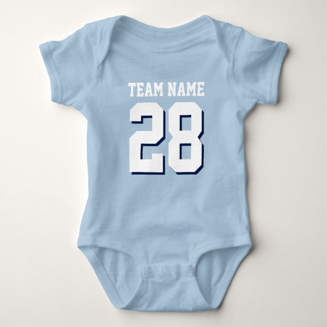 Blue White Football Jersey Sports Baby Romper Baby Strampler (Vorderseite)