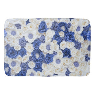 Blue White Fowers Badematte