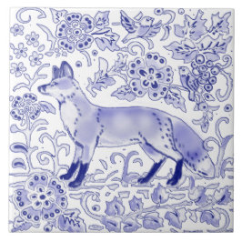 Blue White Fox Bird Woodland Bauernhof Rustikale K Fliese